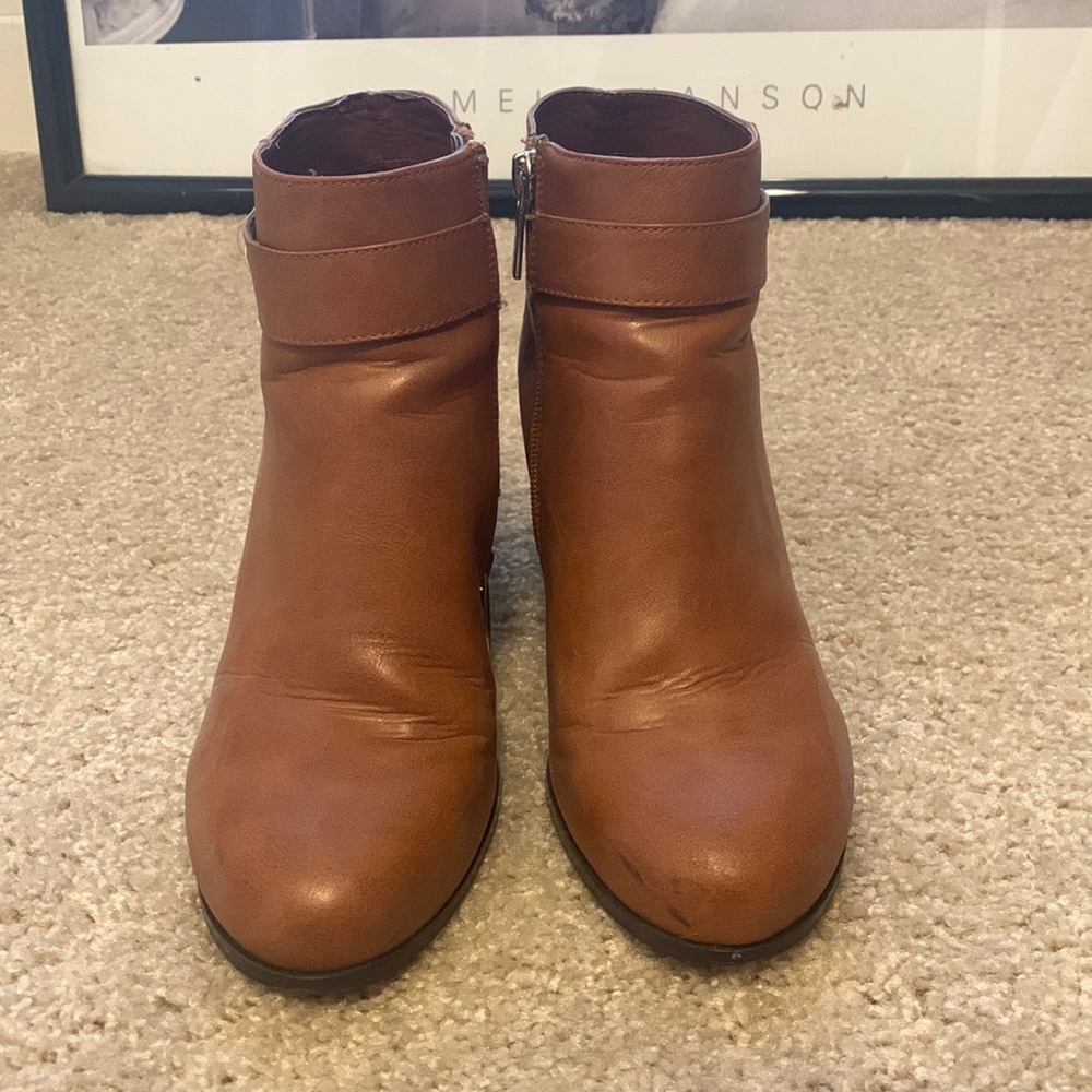 Topshop Brown Leather Booties - Size US8/UK6/EU39